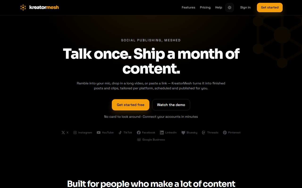 KreatorMesh homepage