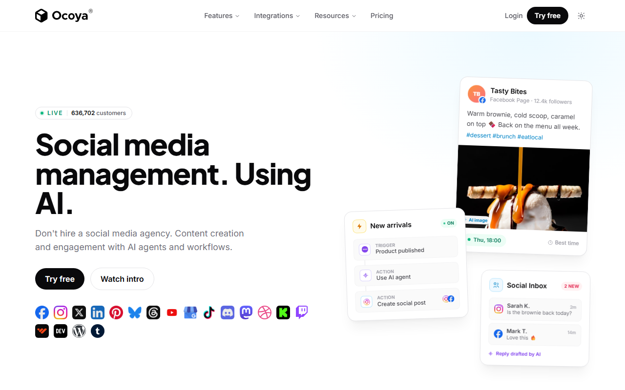 Ocoya homepage